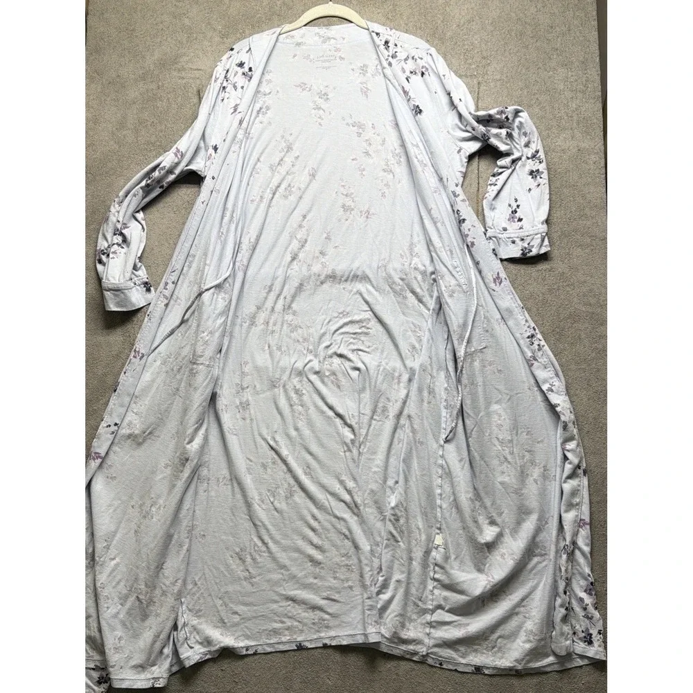 J‎ Jill Sleep Women's Floral Print Robe & Tank Lounge Set Medium Lavender
